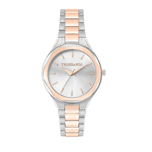 Trussardi R2453157504 watch for women with a white dial and stainless steel strap.