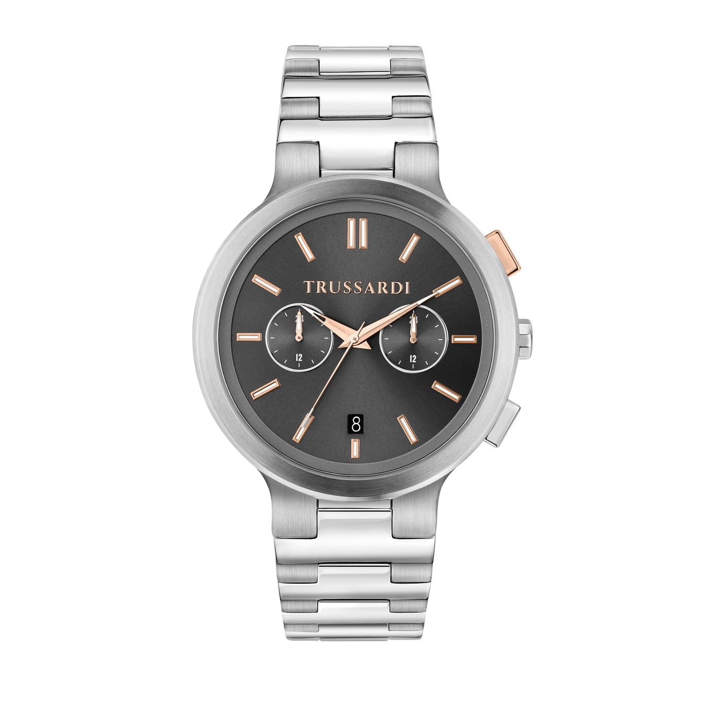 Trussardi R2453164005 watch for man with a grey dial and stainless steel strap.