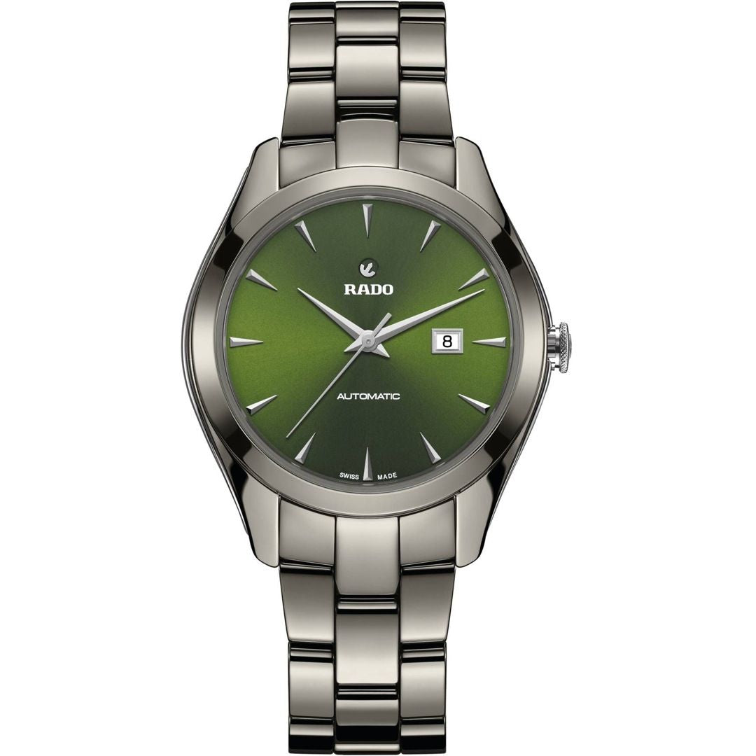 Rado R32041312 watch for woman with a green dial and stainless steel strap.