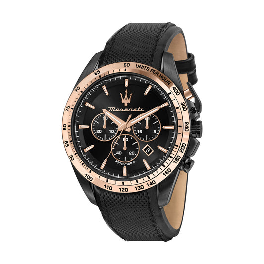 Maserati R8871612038 watch for man with a brown dial and leather strap.