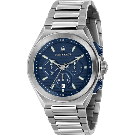 Maserati R8873639001 watch for man with a blue dial and stainless steel strap.