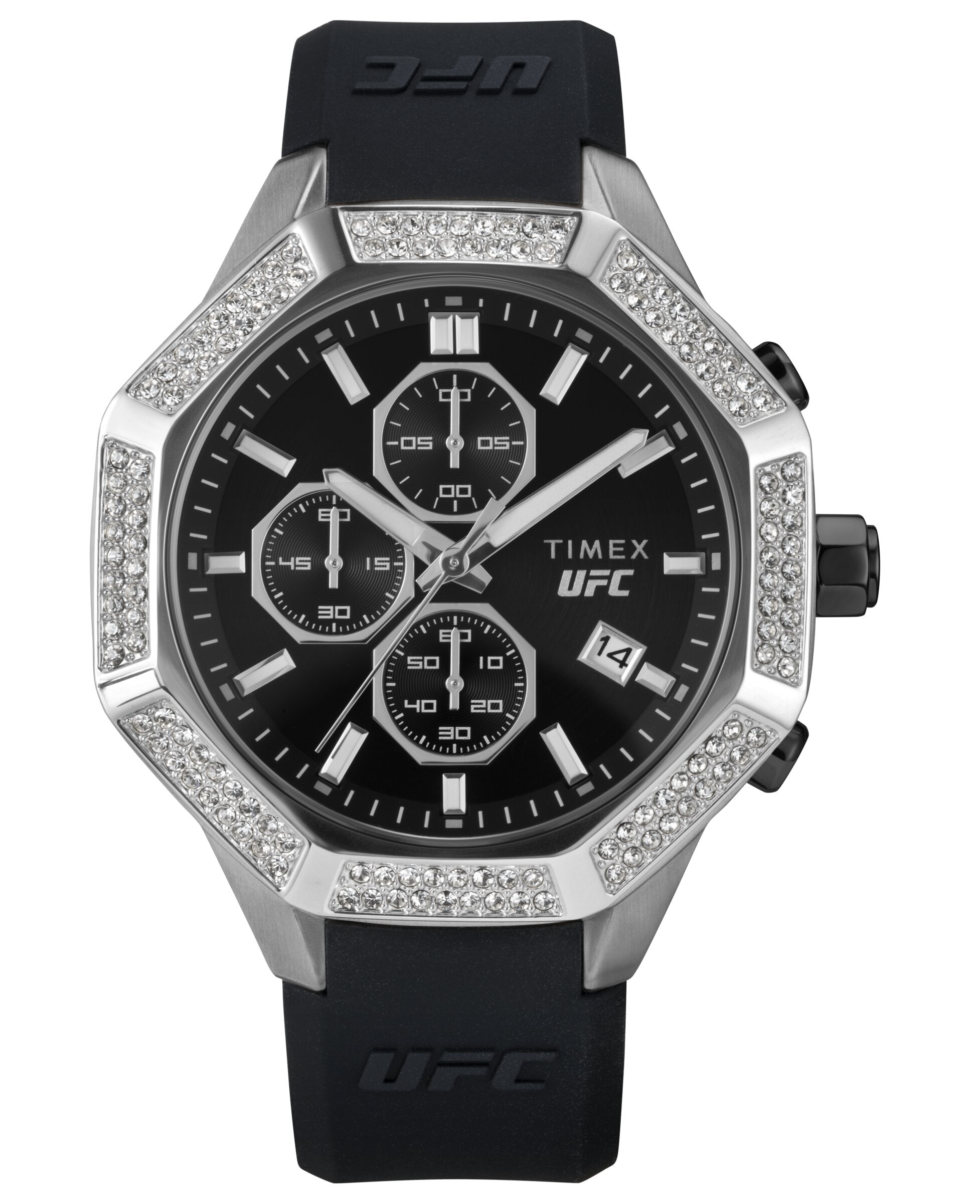 Timex TW2V99300 watch for man with a black dial and silicone strap.