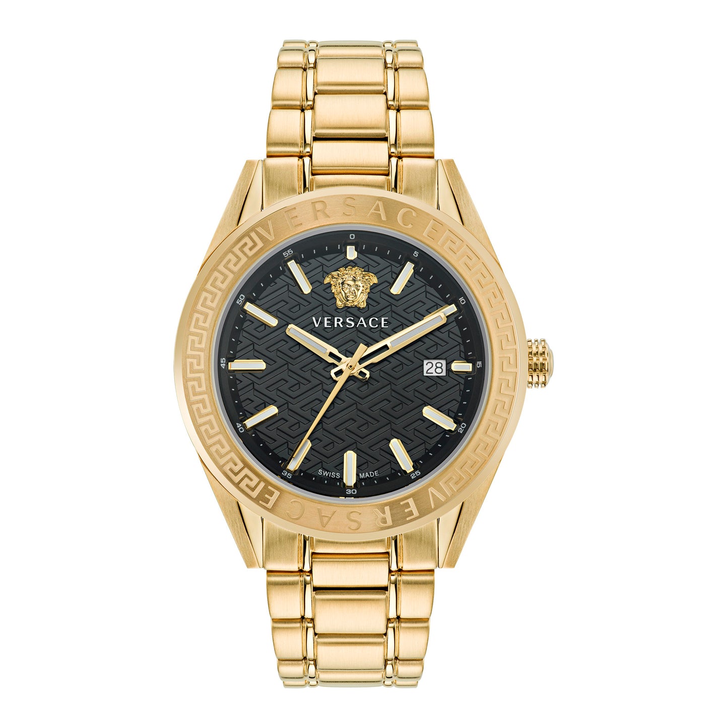 Versace VE6A00623 watch for man with a black dial and stainless steel strap.