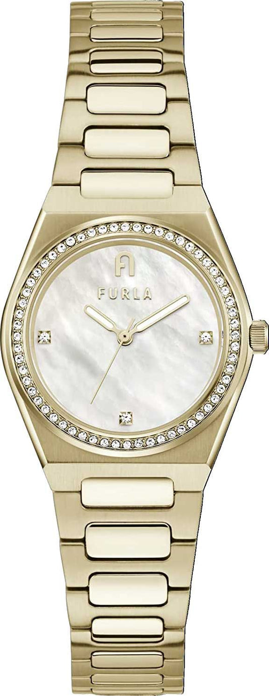 Furla WW00020001L2 watch for women with a beige dial and stainless steel strap.
