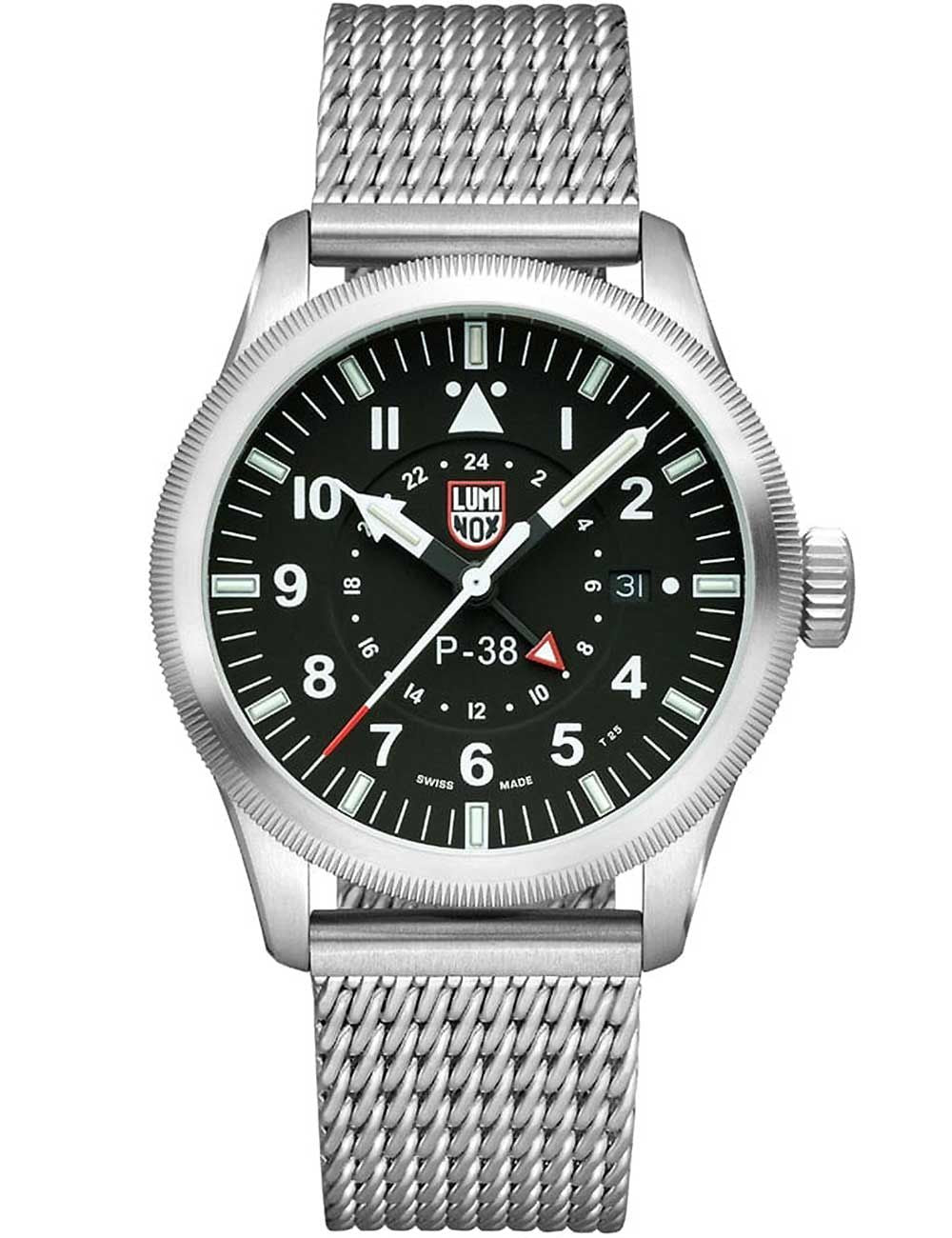 Luminox XA.9522 watch for man with a black dial and stainless steel strap.