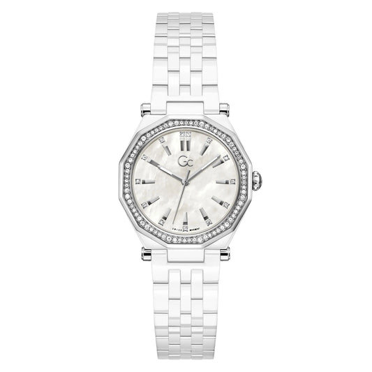 Gc Z59003L1 watch for women with a grey dial and ceramics strap.